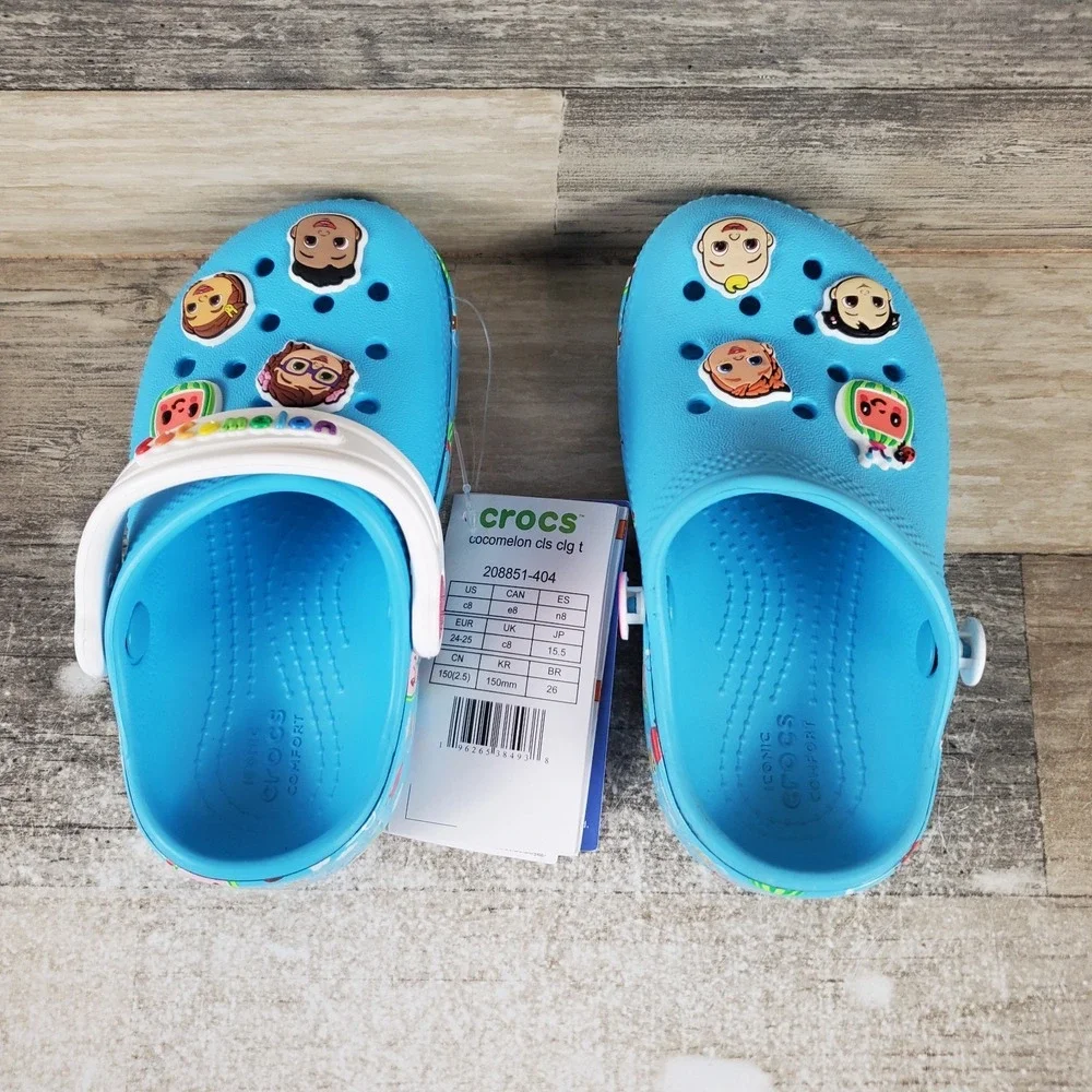 Crocs Cocomelon Classic Toddler Clogs Sz 8 C8 Blue Vented Sandals *read*‎